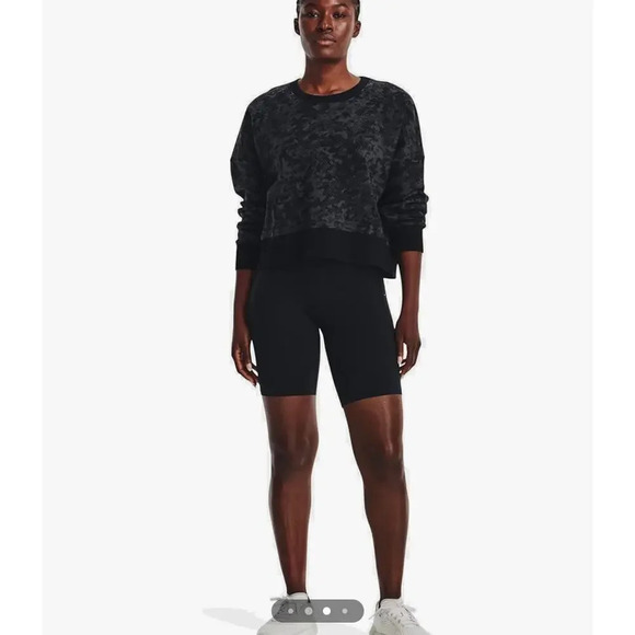 NWT Under Armour Women's XL Black Camo Crewneck Fleece Loose Fitting Sweatshirt - Picture 3 of 9